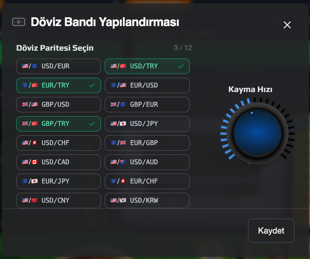 Canlı Döviz Kurları Ekran 1